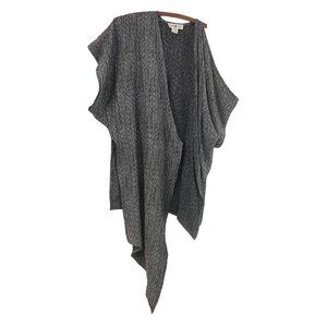 VTG Hiroko Koshino Paris Minimalist Black Gray Wool Asymmetric Open Cardigan M